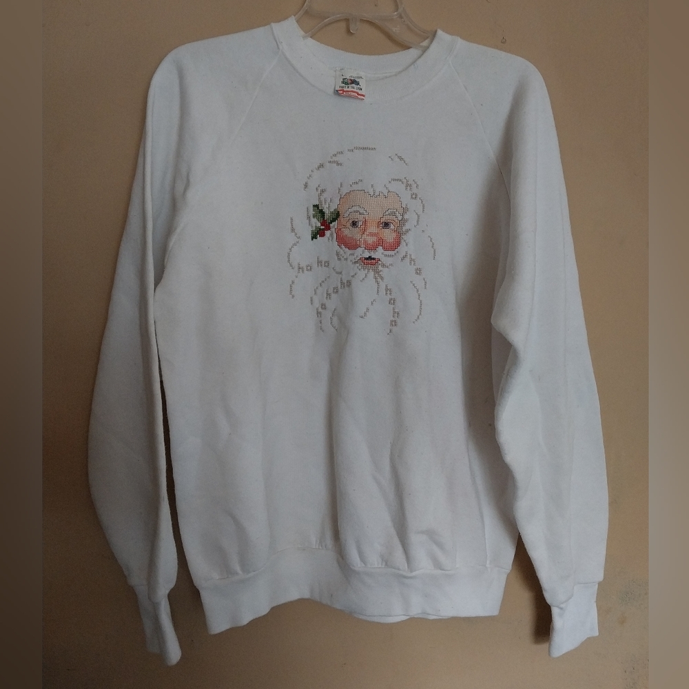 Authentic Vintage Ugly Christmas Sweatshirt•Cross-stitched•Large